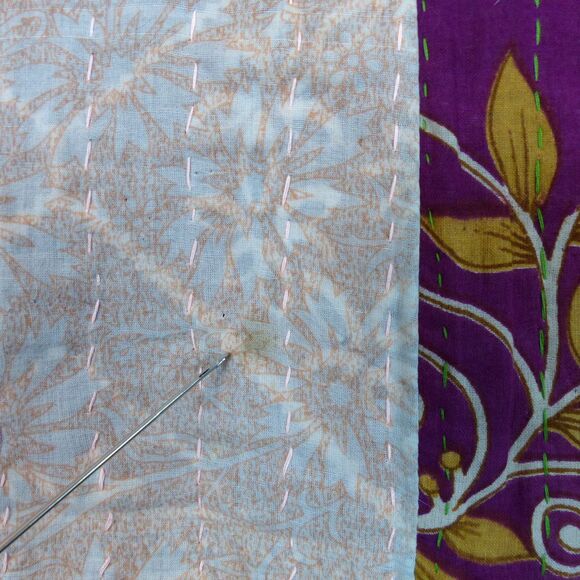 SERRV Sari Patchwork Apron One Size Colorful Upcycled Cotton Hand Stitching Boho - Picture 6 of 16